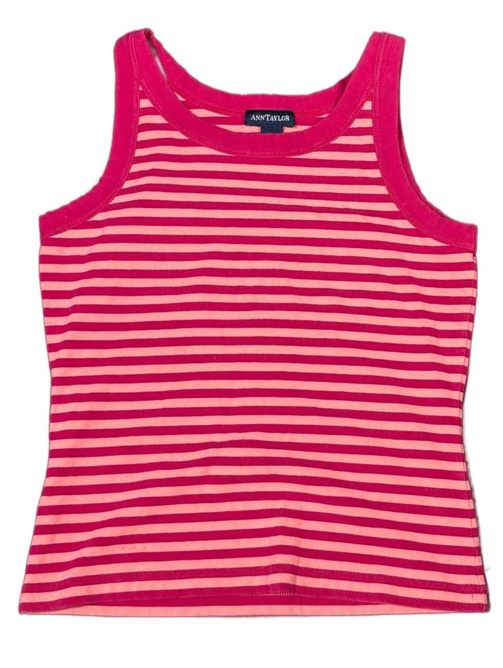 Ann Taylor Y2K Pink Striped Cotton Spandex Tank Top Size S